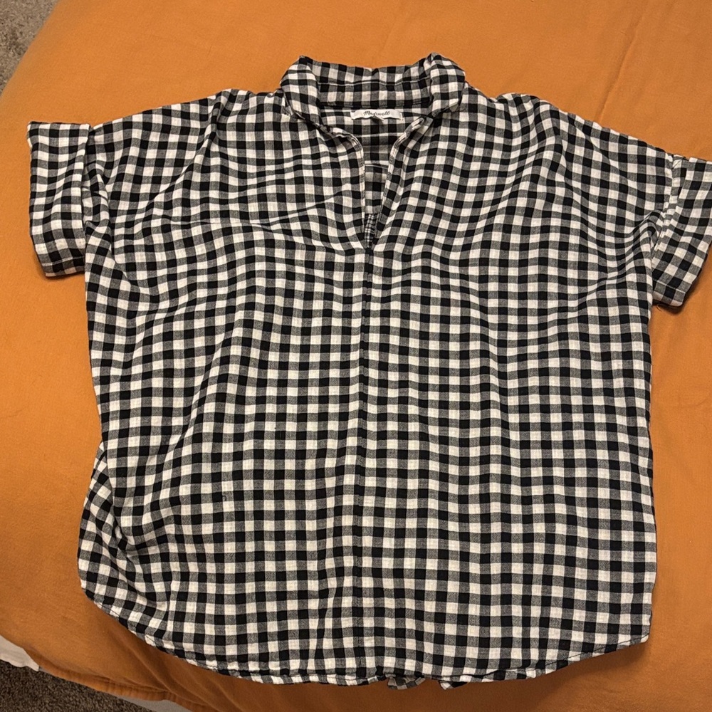 Black and White Checkered Women’s Oversized Collared Shirt